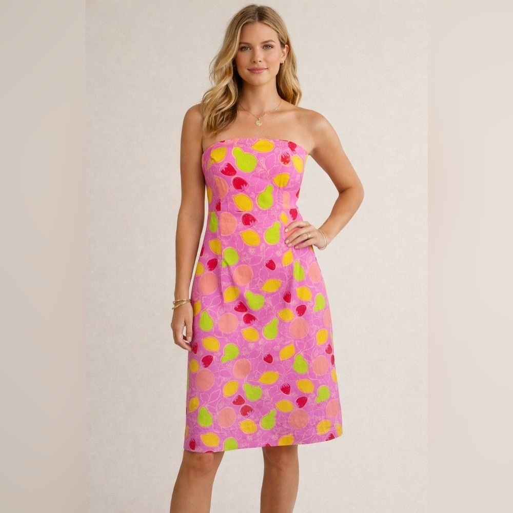 Vintage Lilly Pulitzer White Label Strapless Dress Size 8
Marzipan Fruit Print